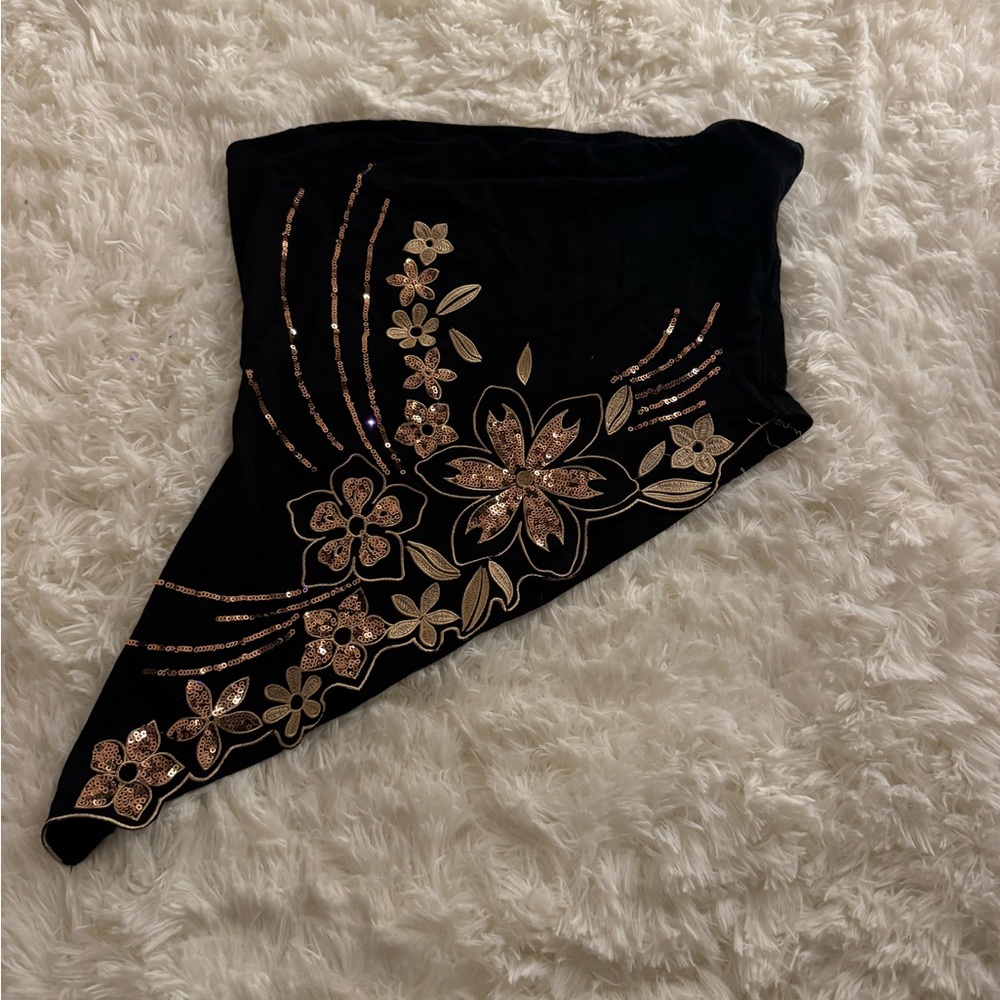 Elegant Black Floral Women's wrap top
